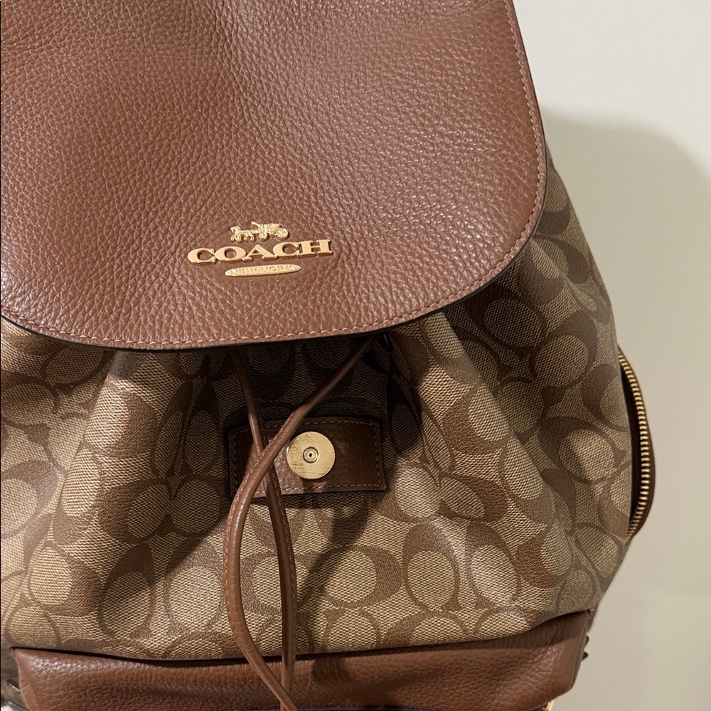 Coach Tan and Brown Signature Backpack - Picture 4 of 8